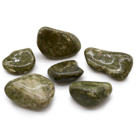 6x Pietre Burattate Africane - Epidote Fiocco di Neve