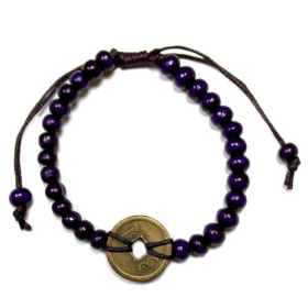 5x Braccialetti Feng Shui portafortuna da Bali Viola