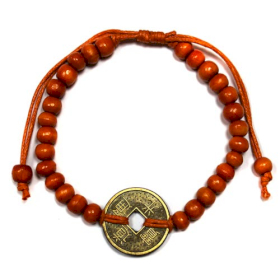 5x Braccialetti Feng Shui portafortuna da Bali Arancio