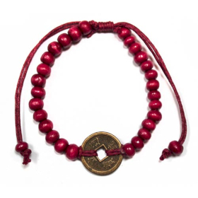 5x Braccialetti Feng Shui portafortuna da Bali Rosso