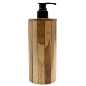 6x Dispenser per Sapone Liquido 250ml - Teakwood  - Rotondo