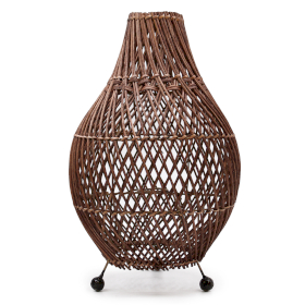 Lampada da Tavolo in Rattan - Marrone Scuro