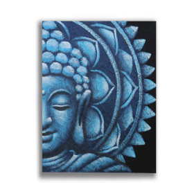 Mezzo Buddha e Mandala 60x80 cm - Blu