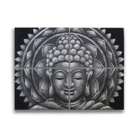Buddha e Mandala - Dettagli Broccati 30x40cm - Grigio