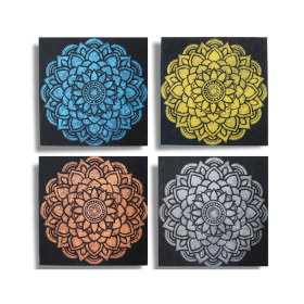 Set di 4 Mandala - Dettagli Broccati 30x30cm