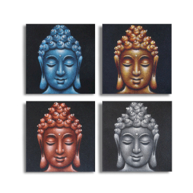 Set di 4 Buddha - Dettagli Broccati 40x40cm