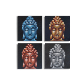 Set di 4 Buddha - Dettagli Broccati 30x30cm