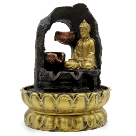 Fontanella d\'Acqua 30 cm - Buddha Dorato in Meditazione