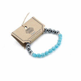 3x Braccialetti Magnetici Semi Preziosi - Howlite Turchese