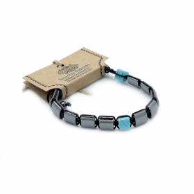 3x Braccialetti Shamballa in Ematite - Cubi Turchesi