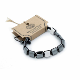 3x Braccialetti Shamballa in Ematite - Cubi Diaspro Bianco