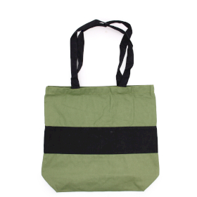 Borsa in Cotone Bicolore - 38x42x12 cm - Verde & Nero