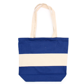 Borsa in Cotone Bicolore - 38x42x12cm - Blu & Bianco