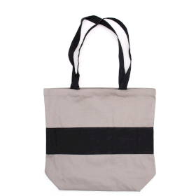 Borsa in Cotone Bicolore - 38x42x12cm - Grigio & Nero