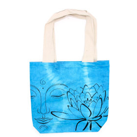 Borsa in Cotone Tintura a Riserva - Buddha & Loto - Blu