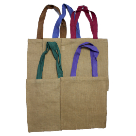 10x Tote Bag in Juta Grande - Manici in 5 Colori Diversi