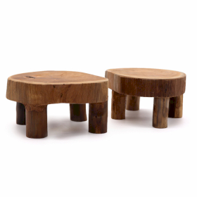 2x Sgabelli Bassi in Legno Teak  - 24x10cm