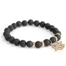 3x Braccialetto Hamsa - Agata Nera