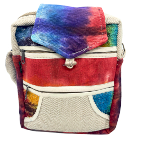 Messenger Bag in Canapa - Tintura a Riserva 2 Zip