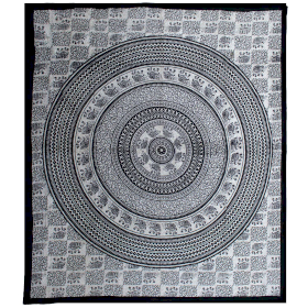 Telo in cotone (Doppio) - Monocromatico - Elefante Mandala