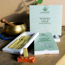 12x Set 15 Mattoncini di Incenso e Supporto  - Salvia Bianca