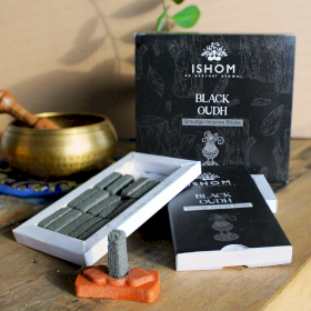 12x Set 15 Mattoncini di Incenso e Supporto  - Oudh Nero