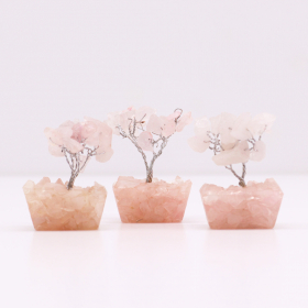 12x Mini Alberi di Gemme Base in Orgonite 15 Pietre - Quarzo Rosa