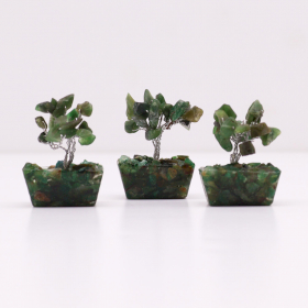 12x Mini Alberi di Gemme Base in Orgonite 15 Pietre - Avventurina Verde