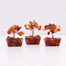 12x Mini Alberi di Gemme Base in Orgonite 15 Pietre - Corniola