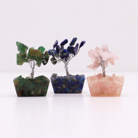 12x Mini Alberi di Gemme Base in Orgonite 15 Pietre - Mix Assortito