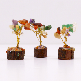 12x Mini Alberi di Gemme Base in Legno 15 Pietre - Multicolore