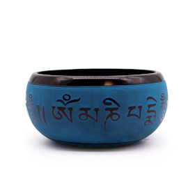 Campana Tibetana Earth Powder - Blu Mantra Cinque Buddha - 16cm