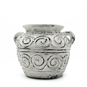 Vaso in Ceramica Design Greco con Manici - Crema 30cm