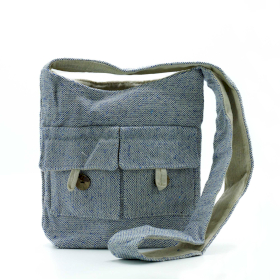 Borsa con Due Tasche Frontali - Denim - Media