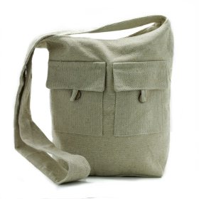 Borsa con Due Tasche Frontali - Naturale - Grande