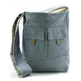 Borsa con Due Tasche Frontali - Denim - Grande