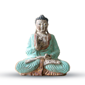 Statua Buddha Artigianale 30cm - Verde - Insegnamento