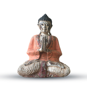 Statua Buddha Artigianale 30cm - Arancione - Benvenuto
