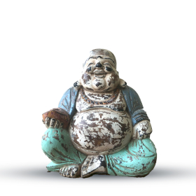 Statua Buddha Artigianale 30cm - Blu - Felicità