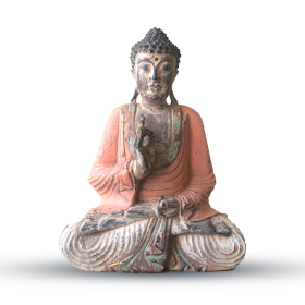 Statua Buddha Artigianale 40cm - Arancione - Insegnamento