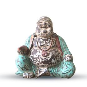Statua Buddha Artigianale 40cm - Verde - Felicità