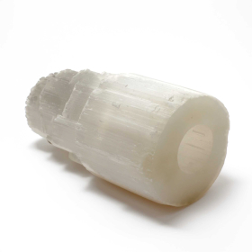 ,Lampada Torre di Selenite Naturale – 20 cm – Foro Piccolo per il Cavo