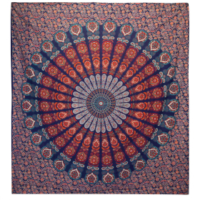 Telo in Cotone - Mandala Pavone Blu (Doppio)