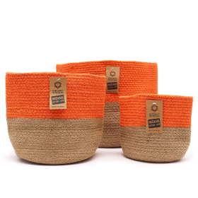 Set di 3 Cestini di cotone - Arancione