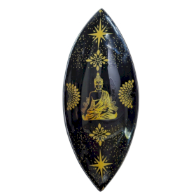 Ciotola per Incenso Smaltata - Alluminio - Buddha Oro e Nero