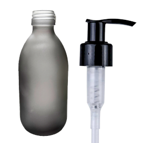 36x Flaconi Medicinali in Vetro Grigio Satinato 300 ml con Tappi Erogatori Neri