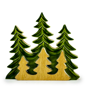 2x Perso nella Foresta -Tre Alberi – Decorazione in Legno 3D – 20x23 cm
