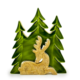 2x Perso nella Foresta-  Cervo nella Foresta – Decorazione in Legno 3D – 23x20 cm