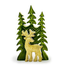 3x Perso nella Foresta-  Cervo nella Foresta – Decorazione in Legno 3D – 25x15 cm