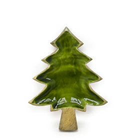 2x Perso nella Foresta - Ciotola in Legno con Albero Smaltato – 25x19 cm